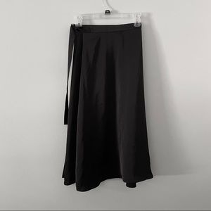Black satin wrap midi skirt h&m